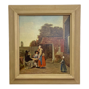 Framed Print Reproduction of a Dutch Courtyard by Pieter De Hooch - Mid-20th Century Custom Frame by Alden L.Howard Jr.