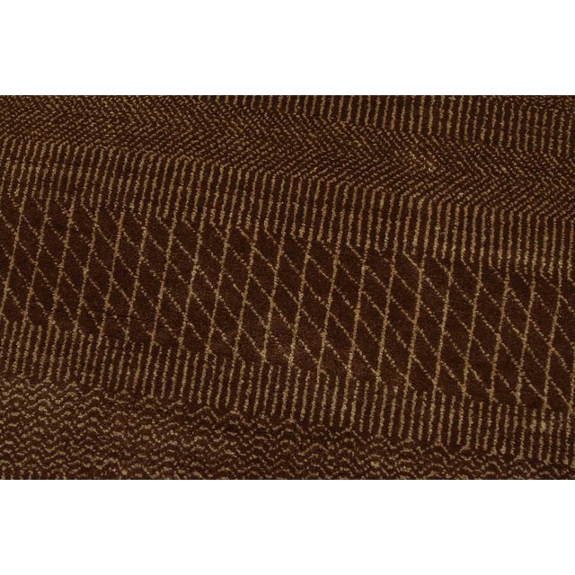 Fine Contemporary Rug 9’1” X 9’2” Brown Wool Hand-Knotted Carpet For Sale - Image 4 of 13