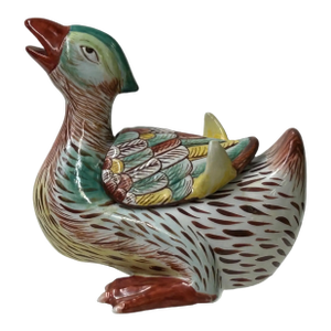 Vintage Oriental Handmade Mix Color Ceramic Water Duck Display Figure