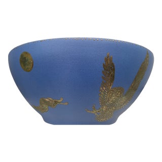 1990s Emilia Castillo Blue Bowl With Silver Overlay For Sale