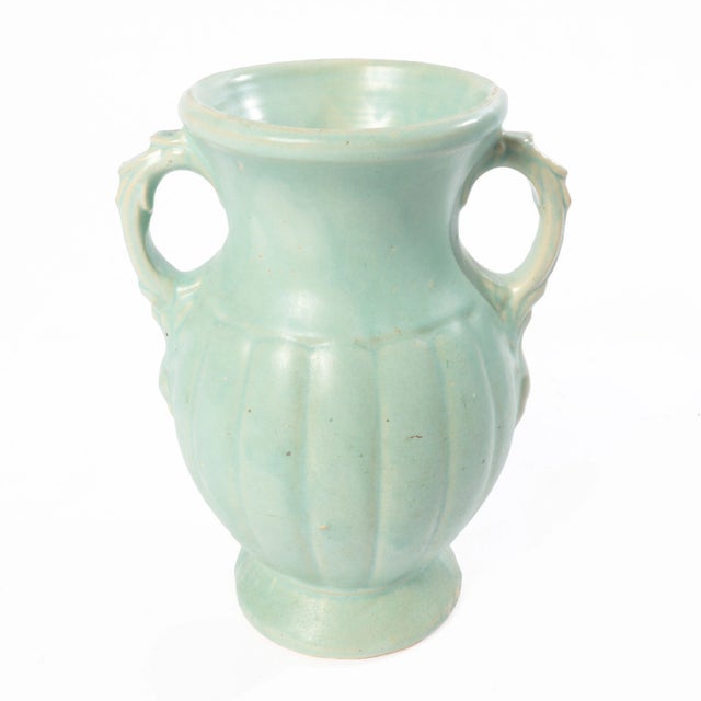 1940s McCoy Matte Aqua Green Vase For Sale - Image 4 of 7