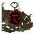 Big Vibrant Roses & Leaves Circular Tole Wrought Iron Chandelier, C 1930 Italy For Sale