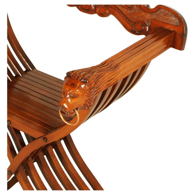 Savonarola Armchair in Carved Walnut, 1930s For Sale - Image 4 of 7