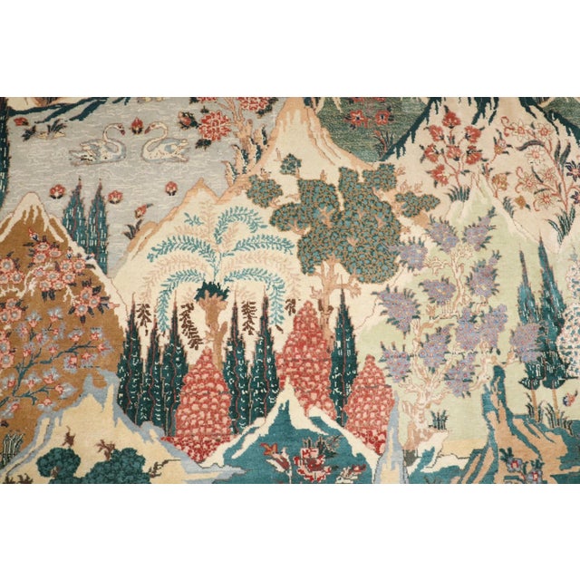 Landscape Vintage Persian Tabriz Rug, 9'10'' X 13'3'' For Sale - Image 9 of 11