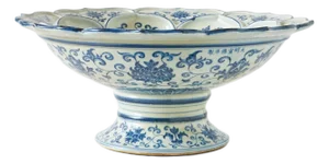 Blue and White Plate with Interlocking Lotus Stem Design
