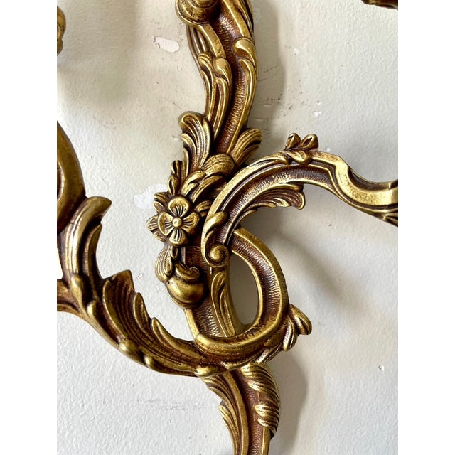 Baroque Double Bronze Wall Lights and Pendants, 1950s, Set of 2 For Sale - Image 3 of 8