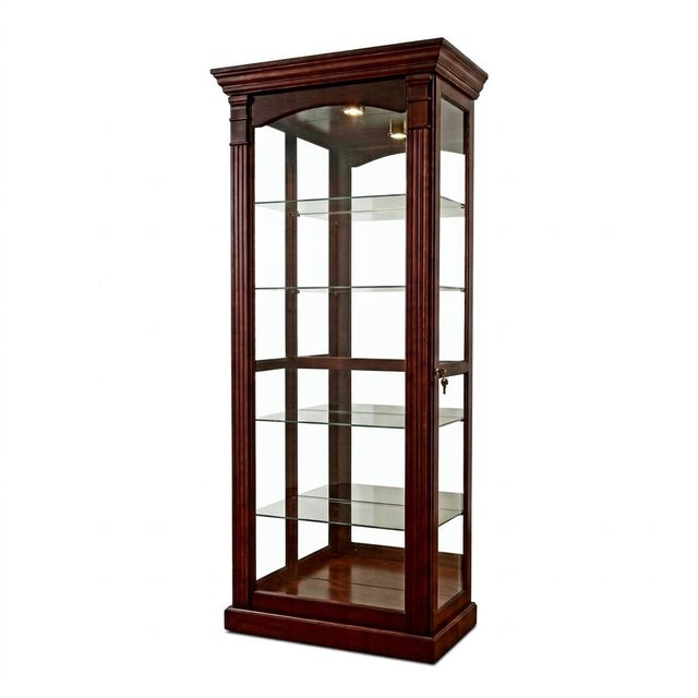Pulaski Heritage Lighted, Lockable Display Cabinet With Patented Two-Way Sliding Glass Door For Sale
