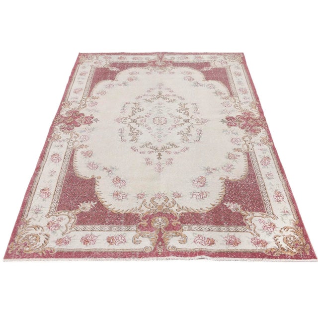 Turkish 1960s Vintage Distressed Oushak Rug - 6′7″ × 10′11″ For Sale - Image 3 of 6