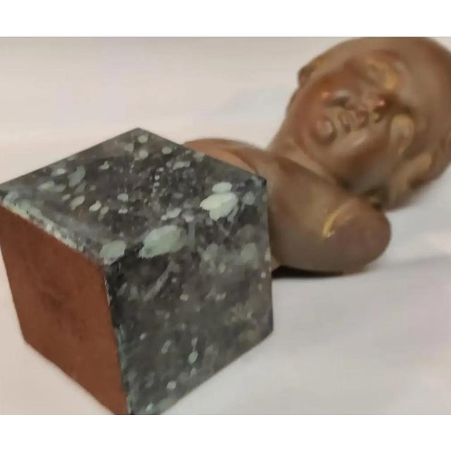 Vintage French Terracotta Bust of a Child on Marble Plinth For Sale - Image 9 of 12