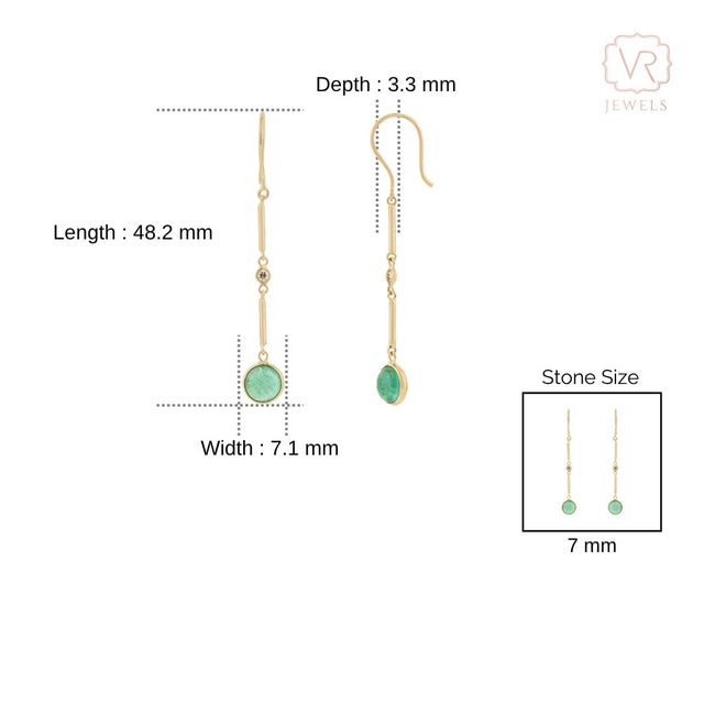 Contemporary 2.15ct Emerald & Diamond Floating Drop Earrings in 14k Gold- 2 Pieces For Sale - Image 10 of 14
