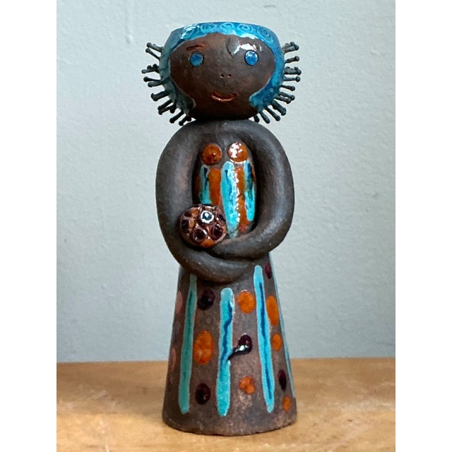 Mid-Century Modern Vintage Hand Painted Ceramic Figurine Candlestick For Sale - Image 3 of 12
