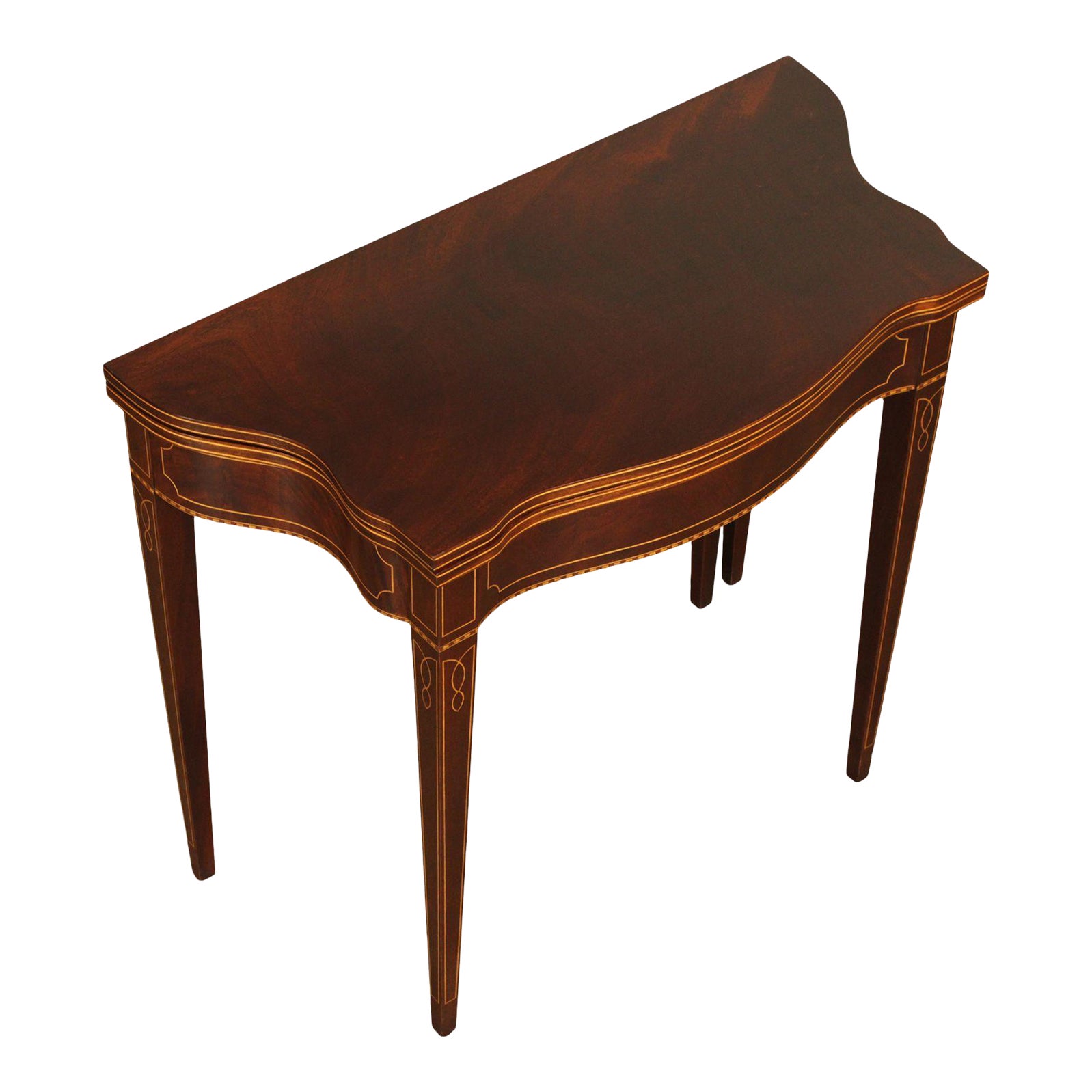 Hepplewhite Style Inlaid Mahogany Flip Top Card Table Chairish