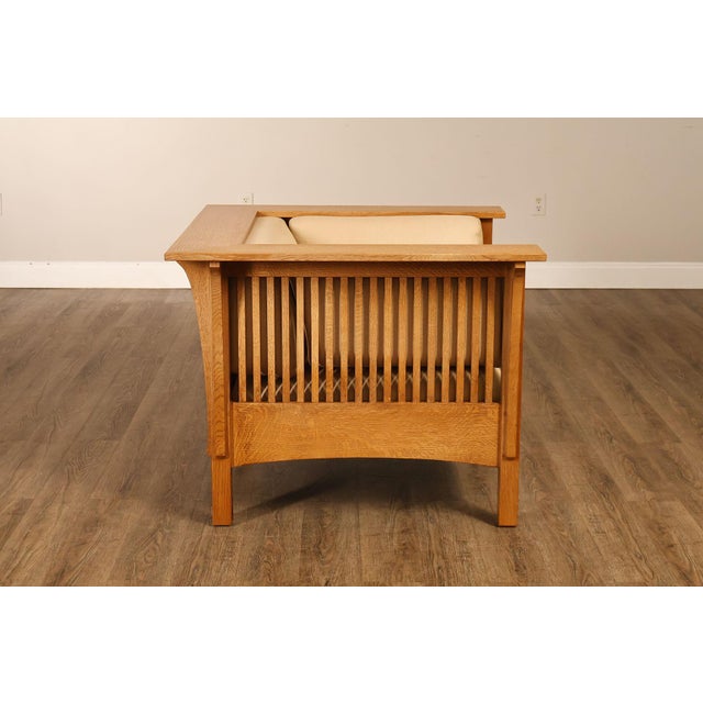 Stickley Mission Collection Prairie Spindle Oak Lounge Chair For Sale - Image 17 of 18