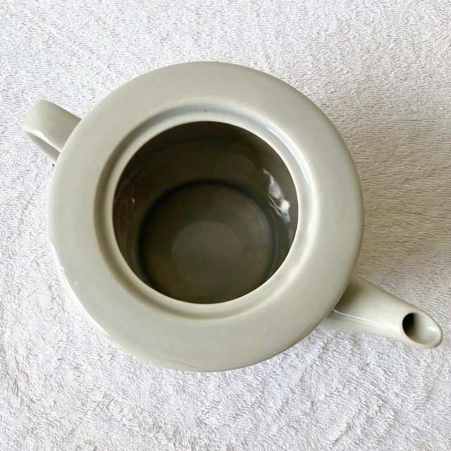 Mid Century Modern Grey and Red Striped Ceramic Tea Pot by Copco Chairish