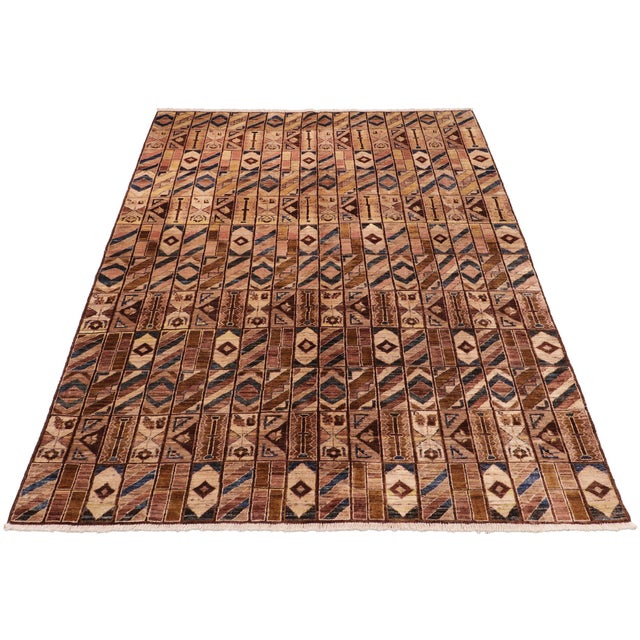 1990s Shabby Chic Gabbeh Brown/Beige Wool Rug - 6'0'' X 8'8'' For Sale - Image 5 of 10