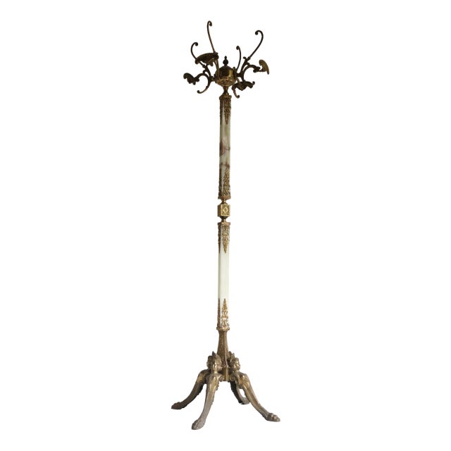 Brass & Marble Free Standing Coat Rack, Italy, 1960s For Sale
