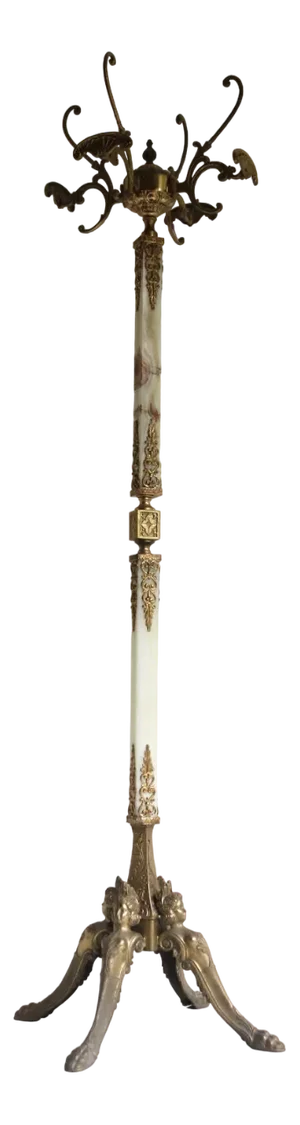 Brass & Marble Free Standing Coat Rack, Italy, 1960s