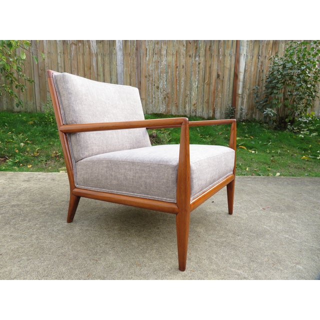 Wood New Upholstery ~ t.h. Robsjohn-Gibbings Lounge Chair & Ottoman ~ Mid Century Modern For Sale - Image 7 of 17