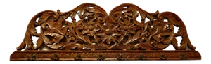19th Century Carved Teak Wall Hanging Coat Rack, 1900s