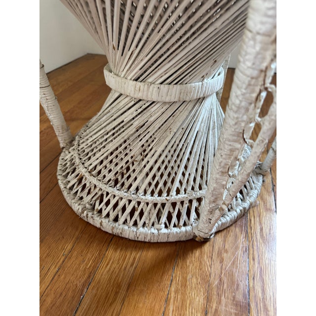 Wood Vintage Painter Wicker Peacock Chair For Sale - Image 7 of 12