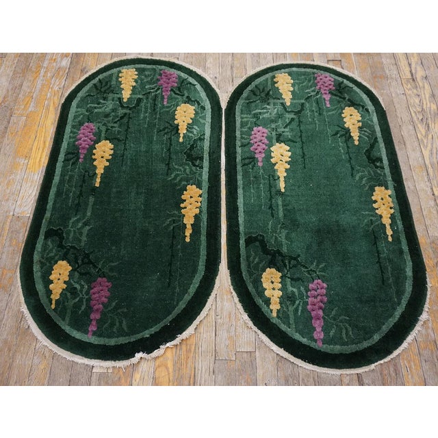 Antique Chinese Art Deco Pair Rug 2'x4' Chinese - Art Deco As the name implies, pieces woven between the wars for the...