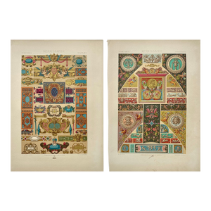 1873 Racinet l'Ornement Polychrome Chromolithographs – Renaissance Ornament Prints, Pair