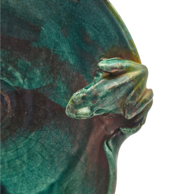 Green Joy Imai Studio Ceramic Frog Bowl in Iridescent Copper and Green, 11" For Sale - Image 8 of 9