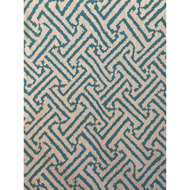 Blue China Seas Java Grande / Turquoise Blue Outdoor Fabric 1 6/8 Yards For Sale - Image 8 of 8