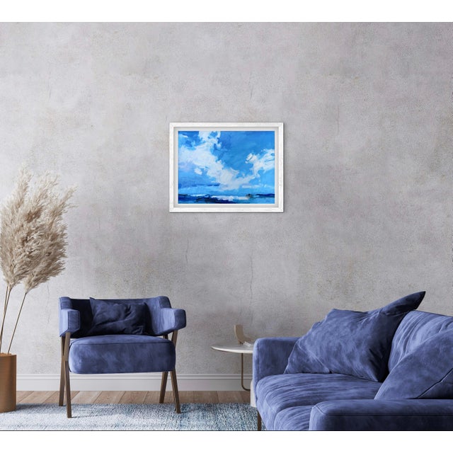 Contemporary Blue Sky Clouds Seascape Oil Painting For Sale - Image 10 of 14