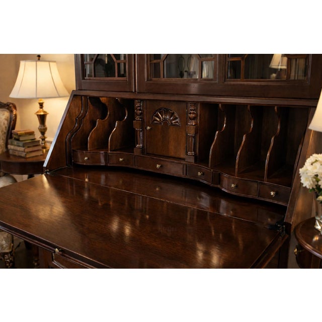 Northwest Chair Co. 1930s–1940s Northwestern Furniture Co. Mahogany Serpentine Secretary Bookcase Desk For Sale - Image 4 of 12