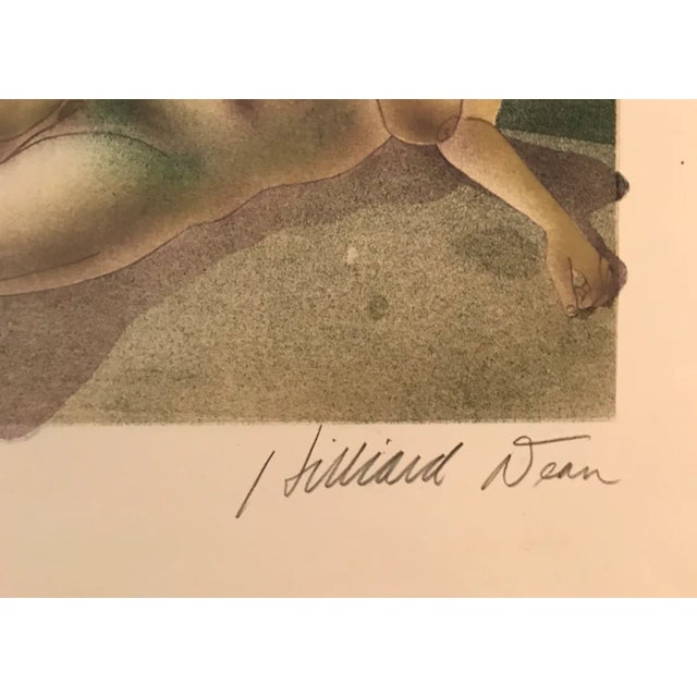 Nude color lithograph by Washington DC based African American Artist Hilliard Dean (born 1933). image: 9 x 13 inches...