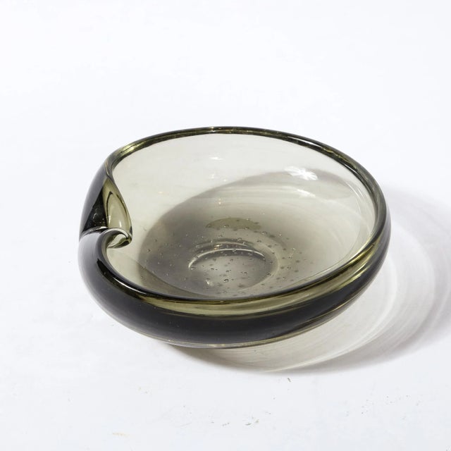 1970s Mid-Century Modern Hand Blown Smoked Murano Glass Bowl/Dish For Sale - Image 5 of 13