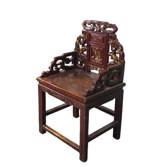Brown Pair Antique Chinese Taishi Chairs 1 For Sale - Image 8 of 12