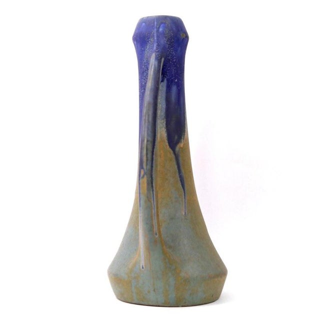 Blue Antique French Art Nouveau Drip Glaze Stoneware Vase by Gilbert Méténier, 1910 For Sale - Image 8 of 12