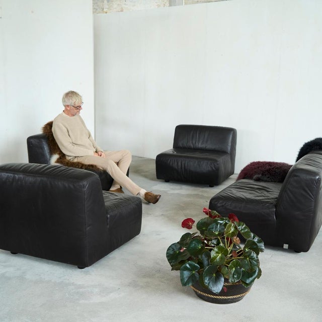 Sectional Sofa Set in Leather by Durlet, 1970s, Set of 5 For Sale - Image 17 of 18