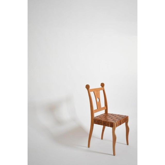 Etruscan Oak and Leather Chairs, 1970s., Set of 2 For Sale - Image 4 of 6
