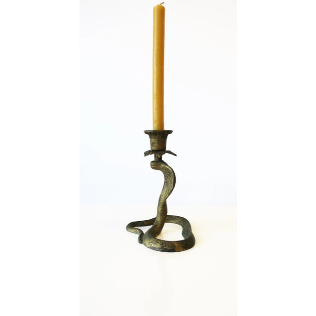 Gold Cobra Snake Candlestick Holder, Circa Early 20th Century For Sale - Image 8 of 13