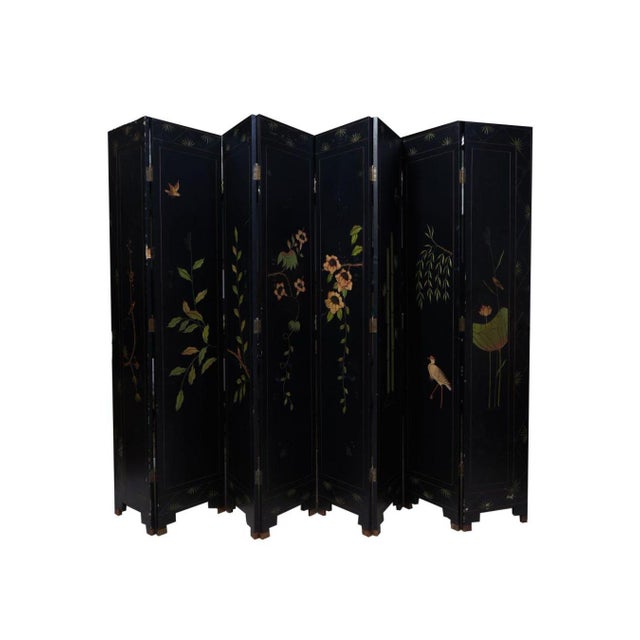 Chinese Chinese Eight Panel Lacquer Screen, 20th C., For Sale - Image 3 of 5