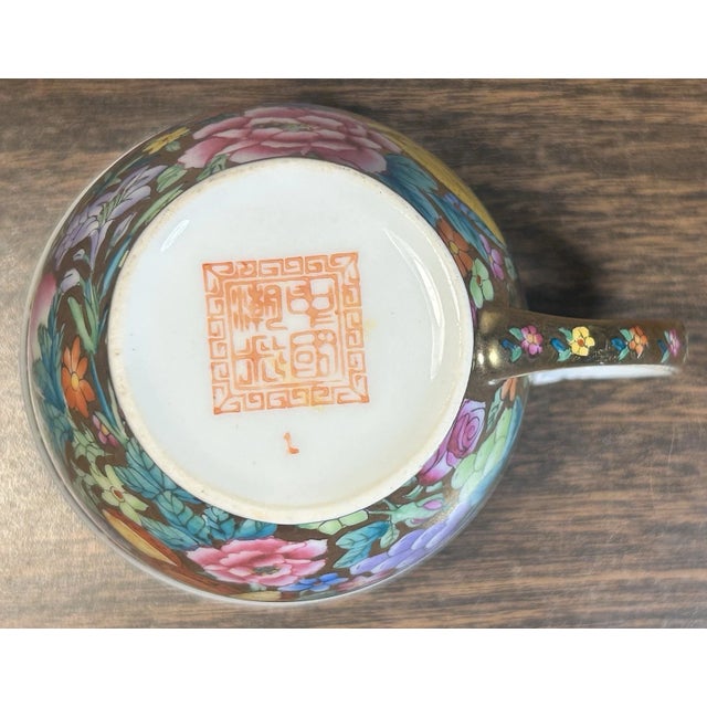 Vintage 1970’s Chinese Zhongguo Chao Cai Gilded Mille Fleur Porcelain Teacup For Sale In New Orleans - Image 6 of 6