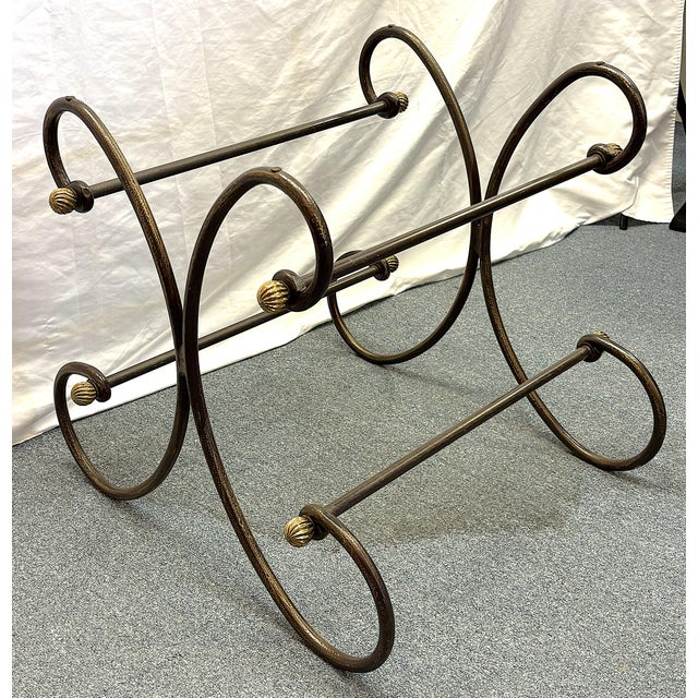 Transparent Vintage Scroll Wrought Iron and Brass Square Coffee Table With Beveled Glass Top For Sale - Image 8 of 18
