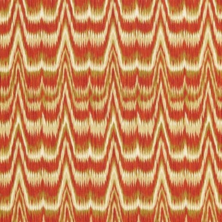 Sample- Schumacher Kamalia Ikat Print Fabric in Cinnabar For Sale