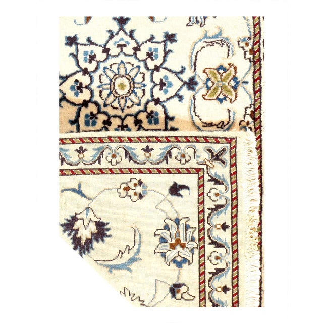 Traditional 2020s Ivory Color Hand Knotted Persian Nain For Sale - Image 3 of 4
