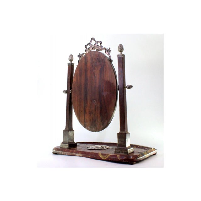 Marble Dressing Table Mirror with Silver Applications For Sale - Image 6 of 9