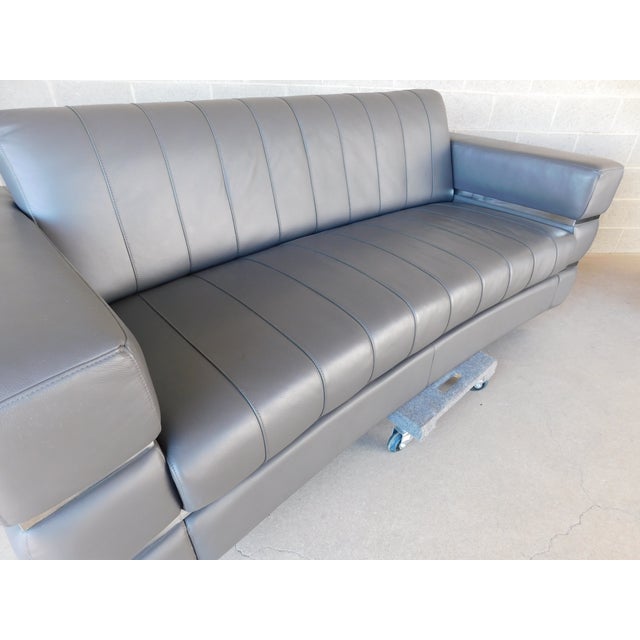 Divan Italia Contemporary Modern Leather Sofa Set For Sale - Image 14 of 17