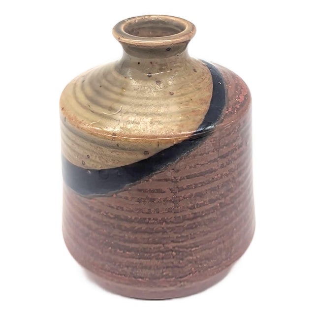 Vintage Glazed Stoneware Bud Vase For Sale