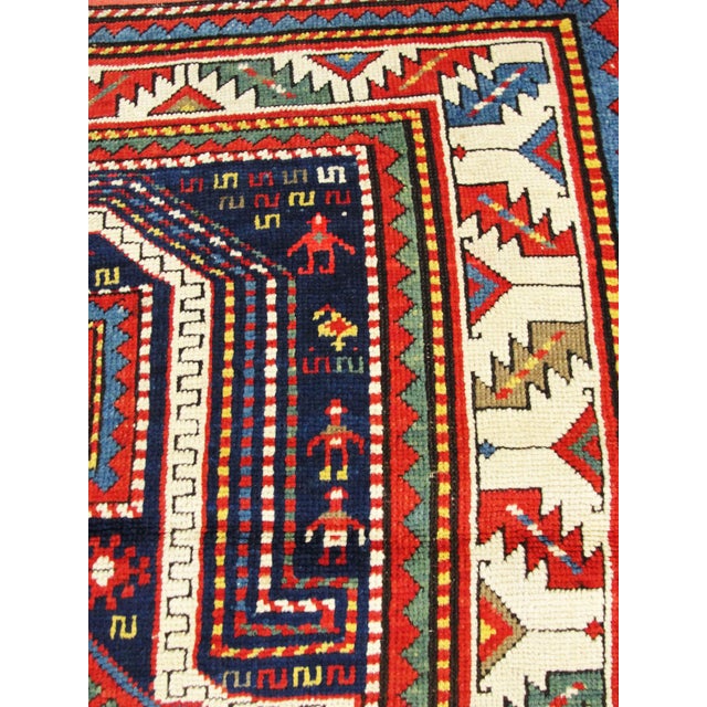 Blue Antique Caucasian Fachralo Kazak Prayer Rug For Sale - Image 8 of 9