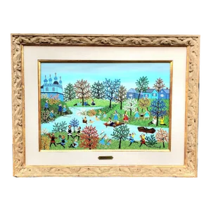 Beautiful "La Fin De La Moisson" Painting Framed.