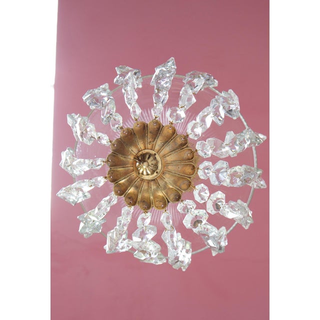 Vintage French Glass and Bronze Ceiling Fixture, 1960s For Sale - Image 3 of 7