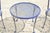 Mid-Century Modern Mid 20th Century Woodard Rose Pattern Blue Wrought Iron Barrel Back Garden Chairs & Table, 3 Pieces For Sale - Image 3 of 12