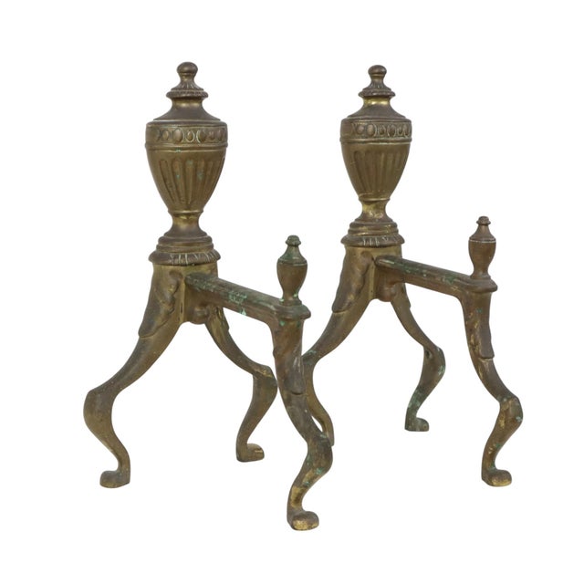 Antique British Victorian Brass Fire Dogs, 1880, Set of 2 For Sale - Image 6 of 18